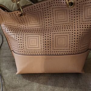 Calvin Klein Pink Leather Geometric Tote